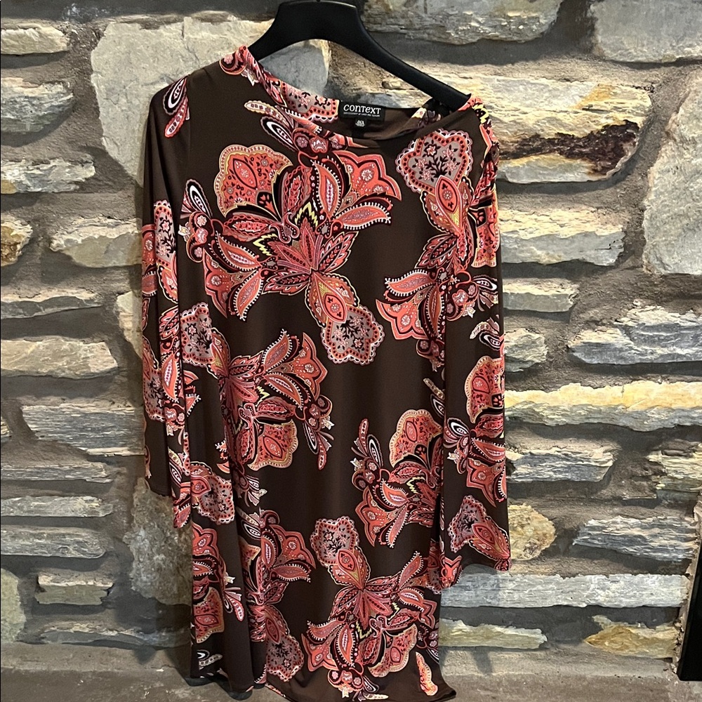 Context Long Sleeve Dress with Paisley Design